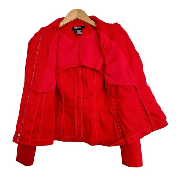 Etcetera Red Two Piece Pant Suit Jacket Full Zip Cotton Spandex Career Size 0 - Picture 8 of 16